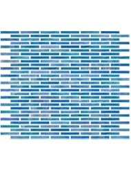 Susan Jablon Mosaics - 1/4 Inch Iridescent Teal Blue Stained Glass Subway Tile