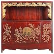 Handmade Asian Furniture - 30" Chinese Curio / Display Cabinet Carved Gold Trim & Redwood Finish
