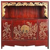 Handmade Asian Furniture - 30 Chinese Curio / Display Cabinet Carved Gold Trim & Redwood Finish