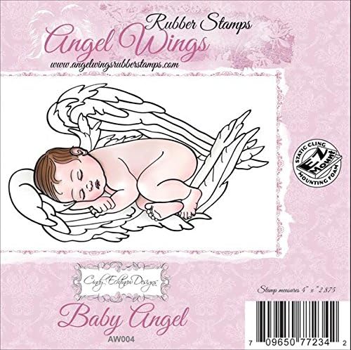 Cindy Echtinaw Designs Angel Wings Cling Mounted Stamp, 4 by 3-Inch, Baby Angel