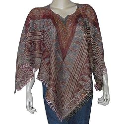 Girls Ponchos in Wool Jacquard Design 40 x 40 inches (pnch287)