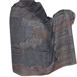 Wool Shawl Antique Paisley Embroidered Outerwear 84 x 40 inches (psley363)