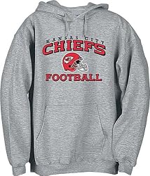 Kansas City Chiefs Adult Grey Stacked Helmet NFL Hoody Sweatshirt By Reebok
