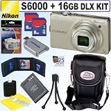 Nikon Coolpix S6000 - Digital camera - compact - 14.2 Mpix - optical zoom: 7 x - supported memory: SD, SDHC - champagne silver