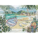 Bucilla Paul Brent Counted Cross Stitch Kit, 9-3/4-Inch by 13-Inch, Island Boat
