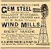 1893 Ad U. S. Wind Engine Pump Gem Steel Windmills Agriculture Machinery Farming - Original Print Ad