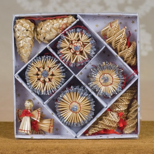 Christmas Straw Ornaments - Set of 44 pieces