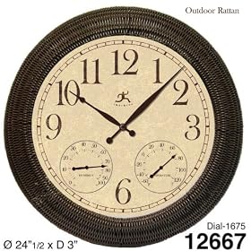 Infinity Instruments Boca Rattan - Faux Wicker In/Outdoor Wall Clock