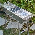 Party Griller 32" x 11" Stainless Steel Charcoal Barbecue Grill w/ 2x Stainless Steel Mesh Grate - Portable BBQ Kebab, Satay, Yakitori Grill. Makes Juicy Shish Kebob, Shashlik, Spiedini on the Skewer