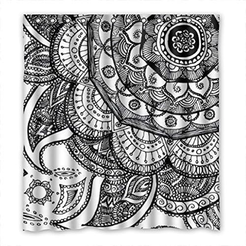 QYOU Custom Art Mandala Paisley Shower Curtain Waterproof Polyester 66