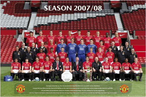 Manchester United FC 07/08 Squad Team Football Poster  - 36 x 24 Inches (91.5 x 61 cms)