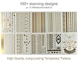 Classy Bohemian Temporary Metallic Tattoos for Body and Hair (10-Sheets)