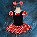 Dressy Daisy Girls' Polka Dots Halloween Christmas Fancy Dress Dance Costume with Headband Size 6-7 Red & Black