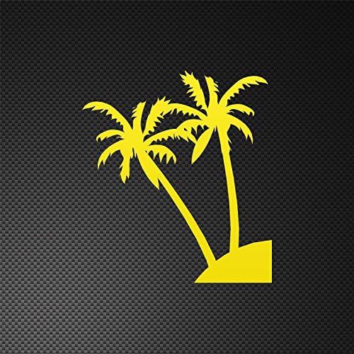 Decor Decal Coconut Tree Weatherproof Motorbikes Activity Permanent Yellow (12 X 10.7 In)