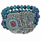 Josephine Wall Spirit of Flight Peacock Feather Stretch Bracelet By Kirks Folly