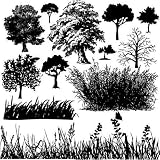 Grass and Tree Collage Vector - 18