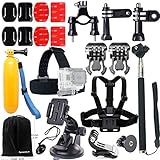 FUNNYKIT 11 in 1 Accessories Kit set bundle sj4000 sj5000 Helmet Harness+ Chest Belt +Head Mount Strap +Monopod Accessory Kit for Gopro camera Hero4/3/2/1/Session 3+