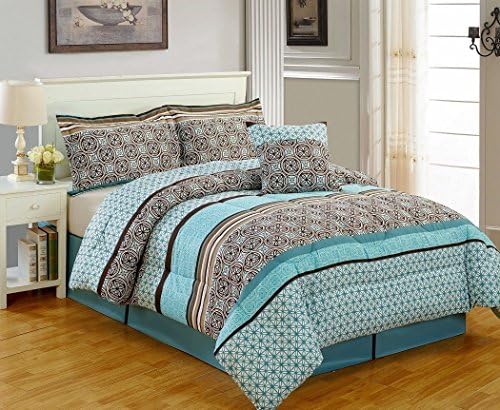 5-piece Multi Color Medallion Printed Microfiber Comforter Set Queen Size