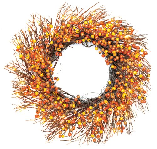 GKI Bethlehem Lighting 24-Inch 35-Light Harvest Cranberry Wreath