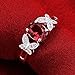 NYKKOLA Silver Beautiful Ruby Diamond Fashion Band Ring for Women Lady Lovers