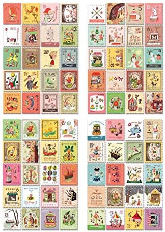 Scrapbooking Paper Work Craft Retro Stamps Sticker 4 Sheet 80 Stamp