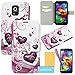 Galaxy S5 Case, Tradekmk(TM) Ultra-thin Pink Stereoscopic Love Shape Design Stand Wallet Leather Case Protector Fit For Samsung Galaxy S5 i9600,with Credit Cards Slots,Stylus Pen,Screen Protector and Cleaning Cloth
