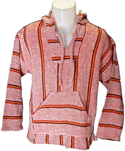 Mexican Poncho Baja Hoodie Pullover by Red Striped
