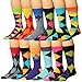 James Fiallo Men's 12-Pairs Funky Colorful Argyle Crew Dress Socks