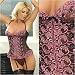 Gorgeous Embroidered Mesh Bustier in Plus Sizes 40 42 44 Black/Pink