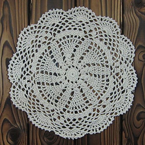 Homeaholic Cotton Handmade Crochet Lace Doilies Tablecloths Placemats, Mugs Glasses Coaster Set, Pack of 4, Blossom #11 - 10.8'', White