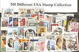 USA Collectible Postage Stamps: 200 Different USA Stamp Collection