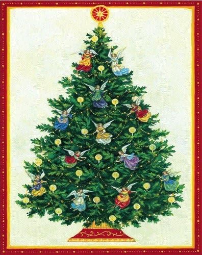 Entertaining with Caspari Angel Tree Christmas Cards (Box of 16)