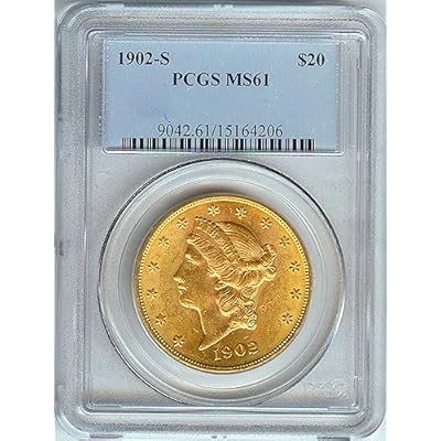 1902 S $20 Liberty Head U.S. Gold Coin, PCGS Graded MS 61. 1902 S $20 Liberty Head U.S. Gold Coin, PCGS Graded MS 61.