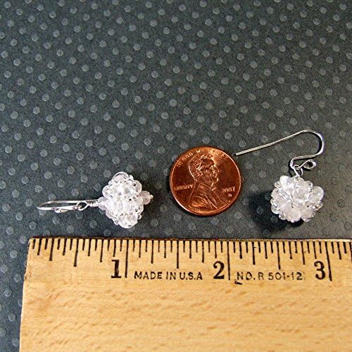 Rose Quartz and Crystal Beaded Bauble Earrings, Sterling Silver