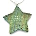 Stunning Star Blue and Green Lines Dichroic Fused Glass Sterling Silver Pendant with 18