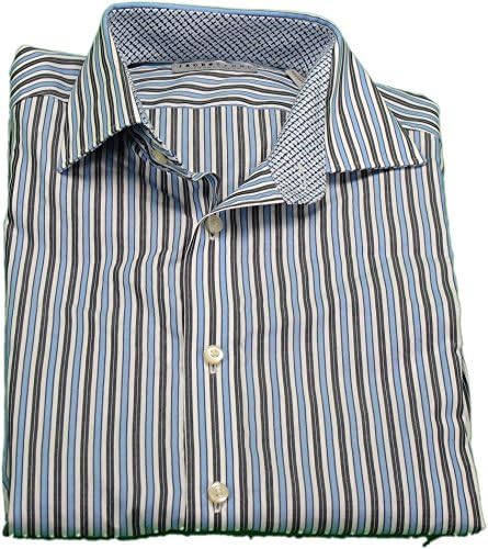 Jack Stone by Thomas Dean Men's Size Large Long Sleeve Striped Shirt, Blue