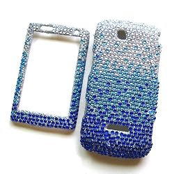 Sidekick 4G T839 (T-Mobile) Snap-on Protector Hard Case Rhinestone Cover "Blue Rain" Design