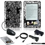 Crystal Case Skull / Black Ultimate Design Slim Premium Durable Hard Case Edition For Barnes and Noble Nook E-Reader + Includes a 4-Inch eBigvalue Determination Hand Strap + Includes a Ultimate Travel 3 in 1 USB Charger Combo Kit: Home USB Charger + Car USB Charger + USB Data Sync and Charge Cable + Includes an Anti Scratch and Anti Glare Full Screen Protector for your Nook eReader