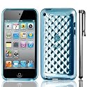 iPod Touch 4G Blau Diamant Muster 3D Effekt TPU Silikonschutzh&uuml;lle f&uuml;r Apple iPod Touch 4G 5G H&uuml;lle Tasche Case Schale Skin, Plus Mit Eingabestift, Displayschutzfolie und Reinigungstuch