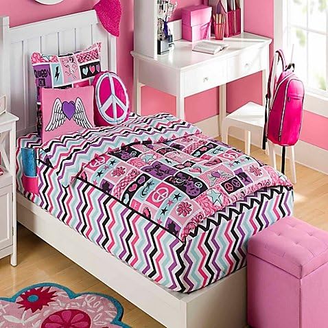 ZipIt Bedding® Rock Princess Full/Queen Reversible Comforter Set in Pink