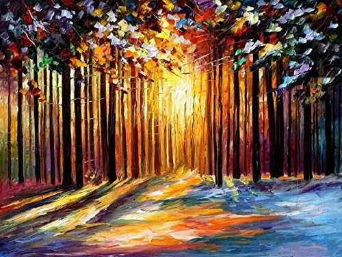 Amoutletstore leonid-afremov city tree Landscape artwork mk 28 Giclee Modern oil painting print on canvas wall decoration 30x36(inches)