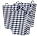 Bright Cotton Fabric Covered Checked Laundry Baskets with Leatherette Handles 16"x12"x20" Set of 3