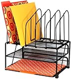 DecoBros Mesh Desk Organizer with Double Tray and 5 Upright Sections