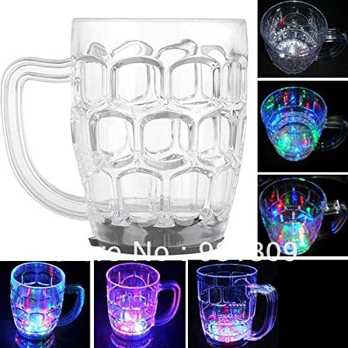 New!350ml LED Light-up Flashing Rocks Glass Drink Ware Drink Beer Mug Cup Container LED Light Beer Cup with 6 LED