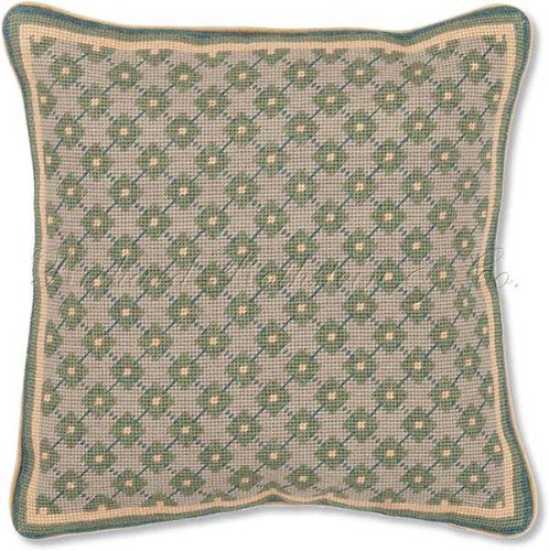 Feng Shui Symmetrical Blue and Green Diamonds with Blue Lines with Gold and Green Framing Embroidered Throw Pillow Free Shipping!