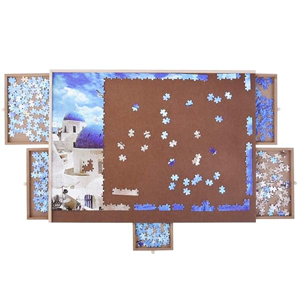 Atdawn Wooden Puzzle Table Jigsaw Puzzle Spinner Puzzle Plateau