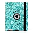 ATC Ultra Stylish Amazing Apple iPad 2 Blue Embossed Flower PU Leather Magnetic Closure Smart Folio Notebook Sleeve Pro Performance Case Cover Bag with Adjustable Angle 360¡ãRotating Stand and Snap Flap