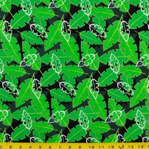 Leaf Toss Green Print - 58-60" Wide Nylon Lycra Swimwear/Activewear Fabric By The Yard