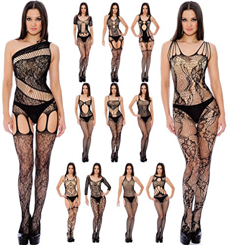 Enimay Women's Sexy Laced Lingerie Fishnet Intimate Bodystocking Crotchless