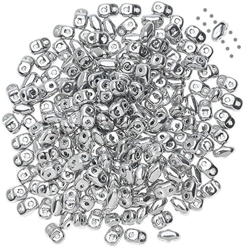 Czech Glass MiniDuo, 2-Hole Seed Beads 4.5x3mm, 8 Gram Tube, Crystal Full Labrador